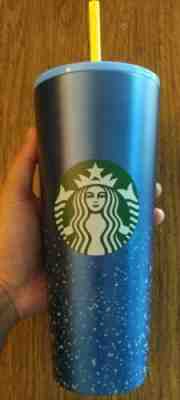 Starbucks Blue Stainless Steel Venti Cold Cup Tumbler With Splatter 24 oz - Sold on eBay Jan, 9th 2020 for $22.40