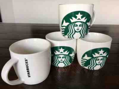 4 Starbucks Coffee Mug Green Siren Mermaid Logo White Barrel Cup 14 oz  New - Sold on eBay Jan, 9th 2020 for $19.99
