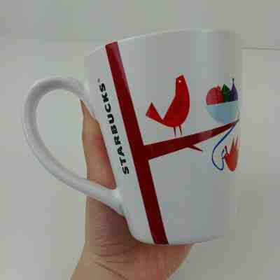 Starbucks 2011 Holiday Christmas Mug White With Red Partridge Nest Ornaments - Sold on eBay Jan, 9th 2020 for $28.95