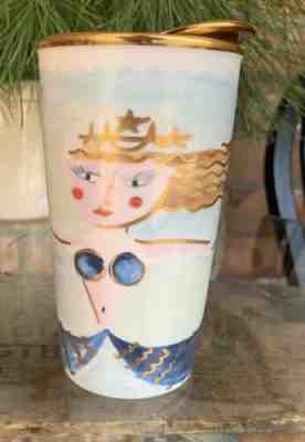 starbucks Siren mermaid reusable Tumbler Ceramic Gold Lid 12 Oz 2014 - Sold on eBay Jan, 9th 2020 for $25.00