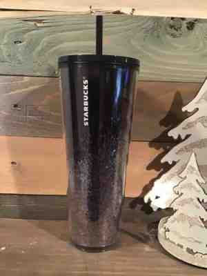 NEW Starbucks XMAS Holiday 2019 Venti Tumbler BLACK/SILVER Cascading Snow 24oz - Sold on eBay Jan, 9th 2020 for $21.99