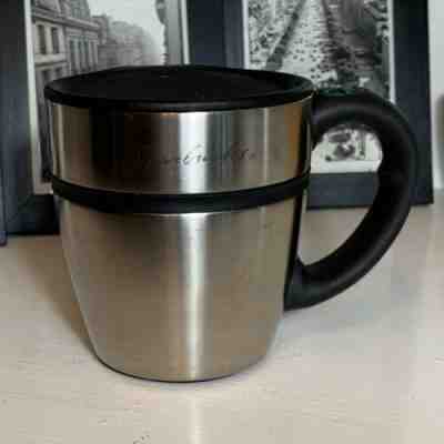 STARBUCKS 2001 Stainless Steel 12 oz Barista Travel Mug Rubber Bottom W/ Lid GUC - Sold on eBay Jan, 9th 2020 for $19.19