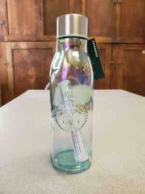 NEW Starbucks Recycled Glass Rainbow Iridescent Holiday 2019 Water Bottle Spain - Sold on eBay Jan, 9th 2020 for $35.00