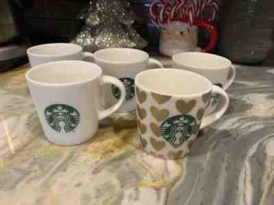 Lot Of 5 Starbucks Espresso Mug White 3oz Ceramic Demitasse Cups 2015 Hearts EUC - Sold on eBay Jan, 9th 2020 for $19.77