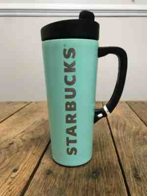 Starbucks 2013 Mint Stainless Steel 16 oz Travel Tumbler Coffee Mug handle RARE - Sold on eBay Jan, 9th 2020 for $19.99