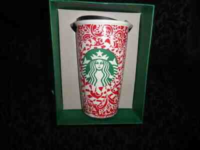 NEW Starbucks Christmas Ceramic Travel Cup 12 Oz. Candy Cane 2016 -FREE SHIPPING - Sold on eBay Jan, 9th 2020 for $24.99