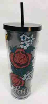 Starbucks Black Tattoo Valentines 2019 Acrylic Reusable Venti Straw Hearts Love - Sold on eBay Jan, 8th 2020 for $29.99
