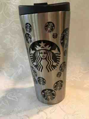 BLACK AND SILVER STARBUCKS MERMAID SIREN METAL TRAVEL MUG TUMBLER  - Sold on eBay Jan, 8th 2020 for $22.99
