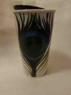 2015 Starbucks Coffee Travel Mug Ceramic Peacock Feather - Sold on eBay Jan, 8th 2020 for $18.00