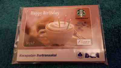 STARBUCKS INDONESIA Old Style Happy Birthday Gift Card w/Matching Packet US Sell - Sold on eBay Jan, 8th 2020 for $42.66
