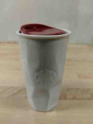 Starbucks 2013 Faceted White 10oz Ceramic Tumbler Travel Coffee Tea Mug - Sold on eBay Jan, 8th 2020 for $19.95