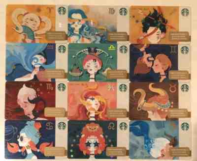 Starbucks 2019 CHINA 12 Constellations Zodiac Sign 12 Card Lot Set Collection - Sold on eBay Jan, 8th 2020 for $49.99
