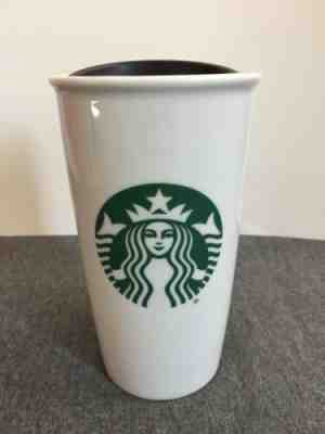 New Starbucks 12oz White Ceramic Travel Tumbler Mug & Lid To Go Cup Mermaid Logo - Sold on eBay Jan, 8th 2020 for $15.00