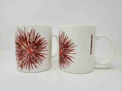 Pair of 2 Starbucks Red Starburst Fireworks 12 Oz Cup Mug 2014 - Sold on eBay Jan, 8th 2020 for $18.99