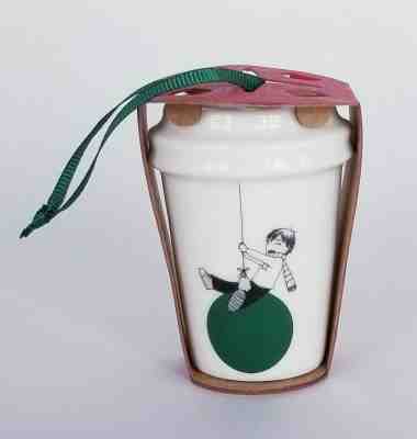 LOT 2 Starbucks Christmas Ornament 2015 Boy Green Balloon To Go Coffee Cup 2NEW - Sold on eBay Jan, 8th 2020 for $22.87