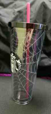 Starbucks Halloween Spiderweb Glitter Tumbler Cup Limited Edition 2019 24oz - Sold on eBay Jan, 8th 2020 for $38.99