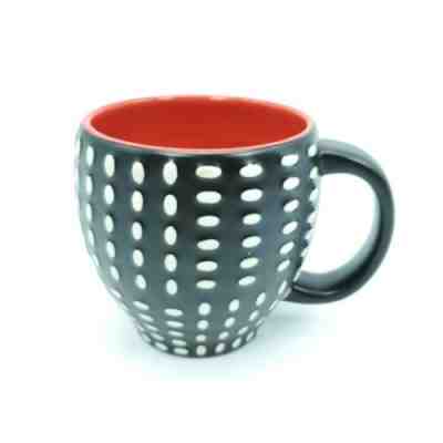Starbucks Coffee Cup Mug 2008 Red Black White Oval Dots New Bone China 12 oz   - Sold on eBay Jan, 8th 2020 for $17.69