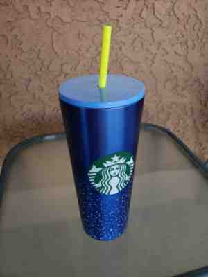 Starbucks Blue Stainless Steel Venti Cold Cup Tumbler With Splatter 24 oz - Sold on eBay Jan, 8th 2020 for $28.99
