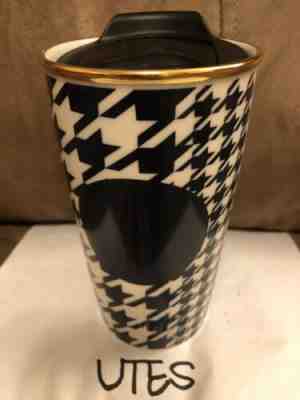 Starbucks Black & White 12 fl oz Cermaic Tumbler Travel Mug with Black Lid 2015  - Sold on eBay Jan, 8th 2020 for $32.95