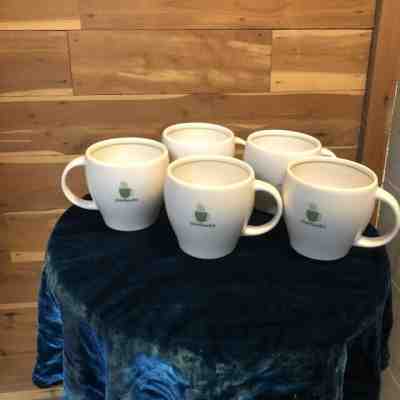 STARBUCKS 5 Espresso Cups BARISTA 2003 White/Green Steaming MUG 6 Oz ABBEY Small - Sold on eBay Jan, 7th 2020 for $29.99