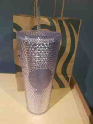 Starbucks Acrylic Iridescent Siren Logo Platinum Silver Studded Cold Cup Tumbler - Sold on eBay Jan, 7th 2020 for $17.40