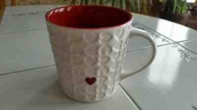 Starbucks Embossed Hearts Mug 16 oz Large Coffee Mug 2007 Red Interior Valentine - Sold on eBay Jan, 7th 2020 for $15.99