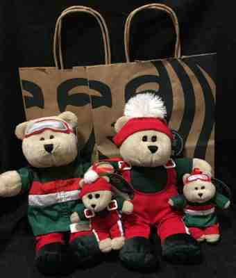 Starbucks Christmas Holiday 2019 Red & Green Barista Bear 2 Plush & 2 Ornaments - Sold on eBay Jan, 7th 2020 for $45.00