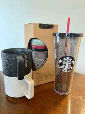 STARBUCKS Halloween 2019 LOT Reusable Hot Cups Set 6 Tumbler Spiderweb Skull Mug - Sold on eBay Jan, 7th 2020 for $69.99
