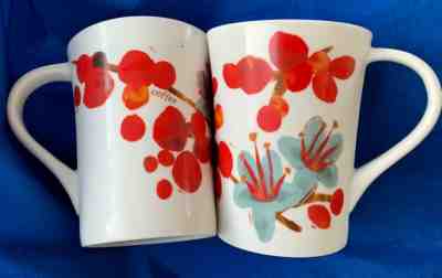 SALE! Two (2) White & Red STARBUCKS Cherry ???? Blossoms Cups MUGS Japanese Theme - Sold on eBay Jan, 7th 2020 for $20.00