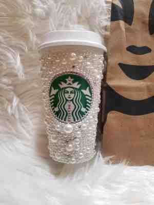 STARBUCKS PEARL RHINESTONE BLING  REUSABLE 16 OZ  CUSTOM TUMBLER CUP NEW - Sold on eBay Jan, 7th 2020 for $24.99
