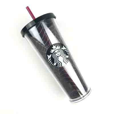 Starbucks Halloween Fall 2019 Glitter Spiderweb Clear Tumbler Pink Straw 24oz - Sold on eBay Jan, 7th 2020 for $39.99
