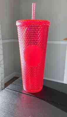 NEW STARBUCKS 2019 Neon Pink Studded Cup Tumbler WINTER HOLIDAY EDITION 24oz - Sold on eBay Jan, 7th 2020 for $25.00