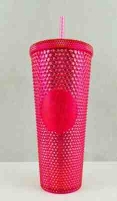 STARBUCKS 2019 Neon Pink Studded Cold Cup Tumbler WINTER HOLIDAY 24 oz - Sold on eBay Jan, 7th 2020 for $34.99
