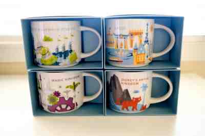 4 New Starbucks Disneyworld YOU ARE HERE Mugs Set All 4 Parks Ceramic 14 oz  - Sold on eBay Jan, 6th 2020 for $125.00