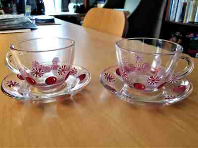 Starbucks 2007 Holiday Clear Glass Cups and Saucers (two each) - Sold on eBay Jan, 6th 2020 for $40.00