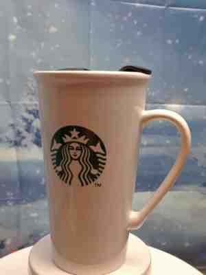 2012 Starbucks Tall White Ceramic Travel Mug Mermaid Sirn Logo w/Lid 16 oz - Sold on eBay Jan, 6th 2020 for $17.99
