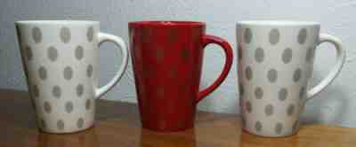STARBUCKS 2005 COLLECTOR'S SET OF 3  METALLIC POLKA DOTS MUGS 1 RED 2 WHITE  ALL - Sold on eBay Jan, 6th 2020 for $25.00