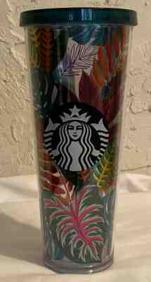 Starbucks Tropical Tumbler 24 Oz Colorful Palm Leaves Cup No Straw Venti  - Sold on eBay Jan, 6th 2020 for $25.00
