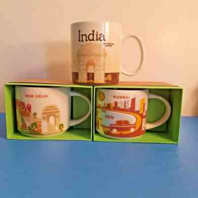 3 Starbucks NWT Mugs Mumbai New Delhi YAH AND India Global Icon MIT Original!