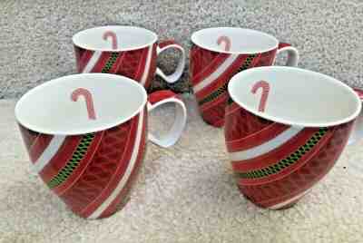 Starbucks 2005 Ribbon Candy Cane Christmas Holiday 12oz Coffee Mug Set of 4 - Sold on eBay Jan, 6th 2020 for $24.00