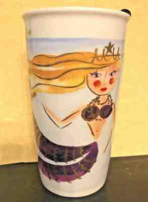 Starbucks 2015 Illustrated Siren Mermaid Ceramic Tumbler Travel Mug 12 oz. - Sold on eBay Jan, 5th 2020 for $25.00