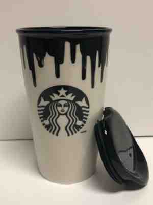 Starbucks Black/White Ceramic Logo Travel Mug Tumbler and Lid Band Of Outsiders - Sold on eBay Jan, 5th 2020 for $29.95