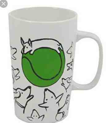 STARBUCKS MUG DOGS WITH EMBOSSED GREEN TENNIS BALL COFFEE TEA CUP 2015 16 oz NEW