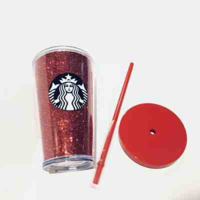 Starbucks 2018 Red Glitter Cold Cup Tumbler With Tag Stars New 16 Oz - Sold on eBay Jan, 5th 2020 for $21.42