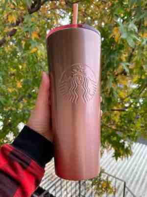 New Starbucks 2019 Rose Gold Pink Metallic Tumbler Stainless 24oz - Sold on eBay Jan, 5th 2020 for $36.99