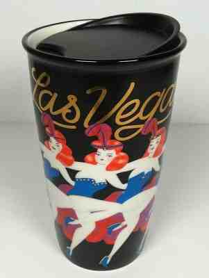Starbucks Las Vegas Showgirls Ceramic Mug Travel Tumbler w/ Lid Gold Trim 12 oz - Sold on eBay Jan, 5th 2020 for $38.00