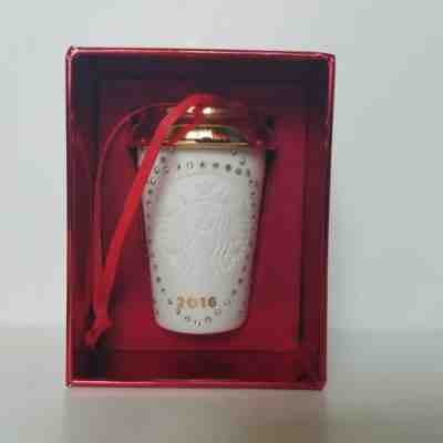 Starbucks White Swarovski crystal Xmas demitasse hanging ornament NWT + box 2016 - Sold on eBay Jan, 5th 2020 for $24.95