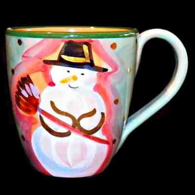 Starbucks Hand Painted Ceramic Made in Italy Christmas Snowman Coffee Mug Cup - Sold on eBay Jan, 5th 2020 for $39.99
