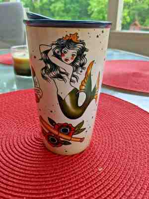 STARBUCKS Mermaid Siren Sailor Tattoo Ceramic Travel Mug Tumbler 12 oz., 2015 - Sold on eBay Jan, 5th 2020 for $63.90