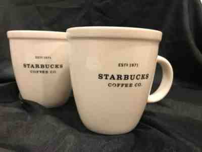 Starbucks Set of 2 WHITE BARISTA COFFEE CO Cups Mugs 2001 established 1971 16oz. - Sold on eBay Jan, 5th 2020 for $24.99